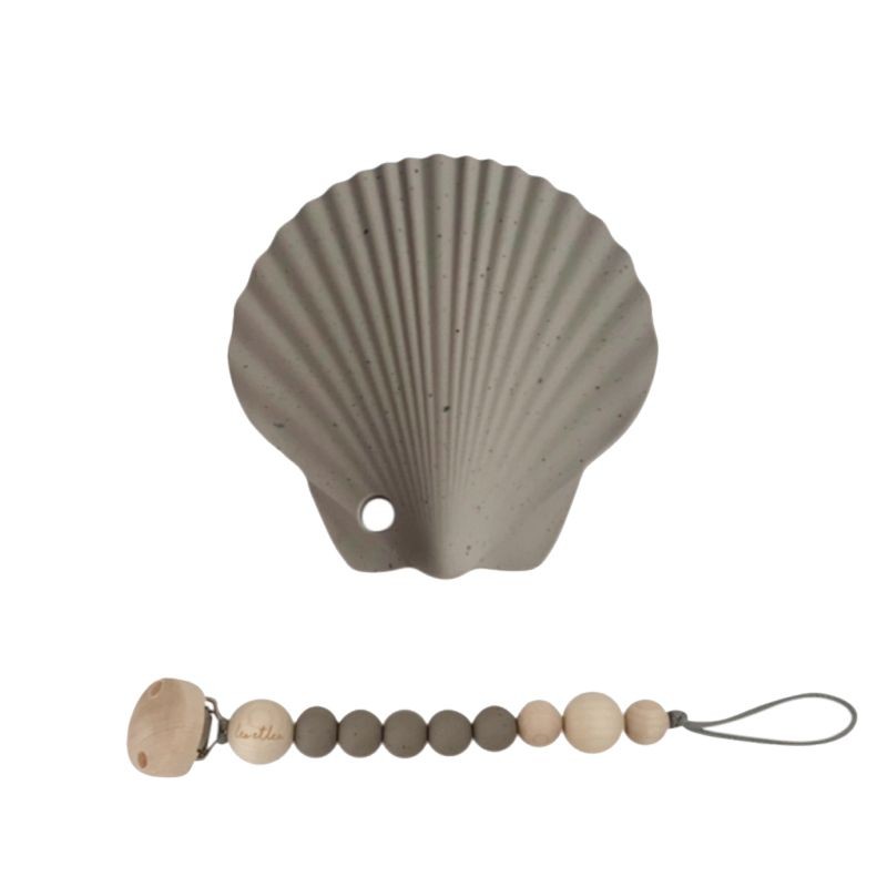 Set pacifier and shell taupe Leo et Lea