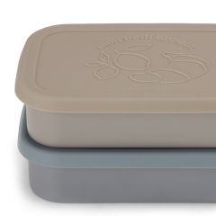 2 pack food boxes lid square blue Konges Slojd