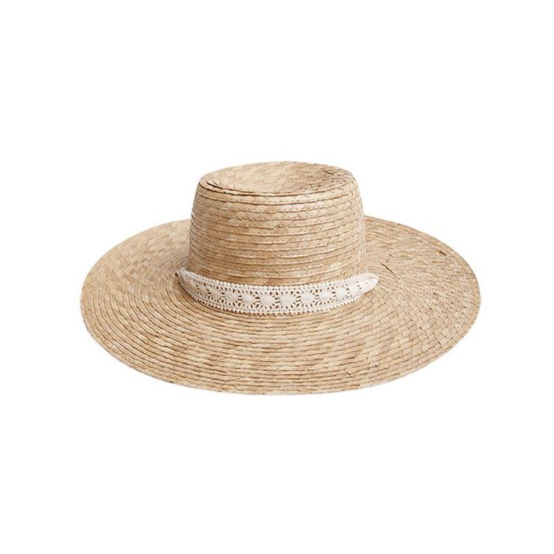 wide brim straw ribbon hat