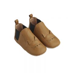 Edith leather slippers cat golden caramel