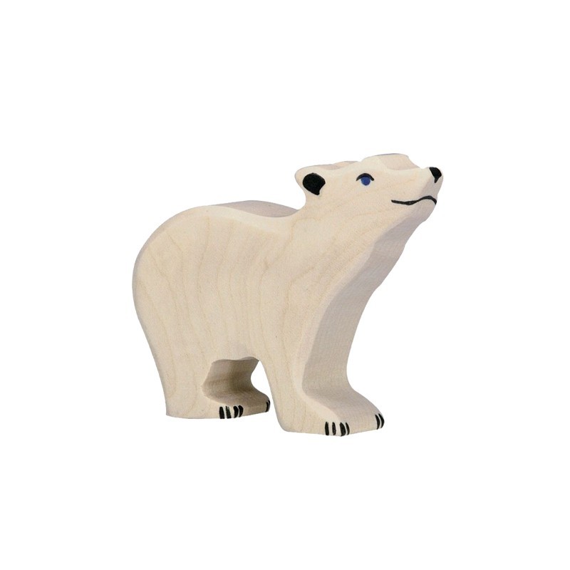 Figurine en bois ourson polaire Holztiger
