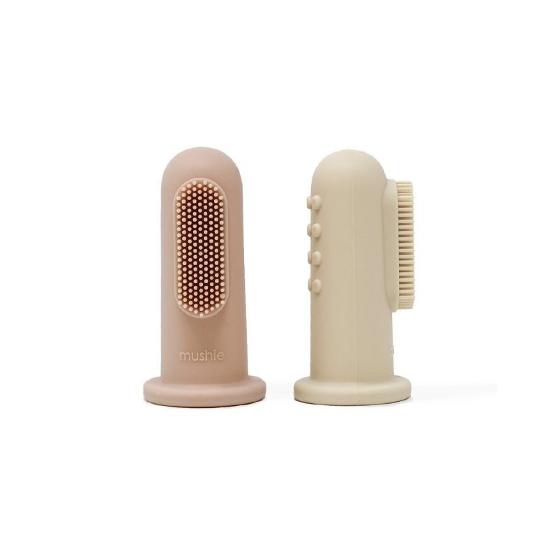 Finger toothbrush blush shifting sand Mushie