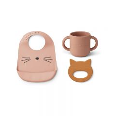 Pink cat multi mix baby meal set Liewood