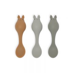 3 pack baby spoons silicone bunny blue Konges Slojd