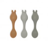 3 pack baby spoons silicone bunny blue Konges Slojd