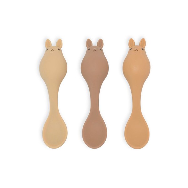 3 pack baby spoons silicone bunny rose Konges Slojd