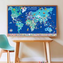 Carte du monde avec drapeaux 200 stickers Poppik