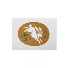 Lucky rabbit print card ocre Emmanuelle Loutte