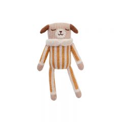 Puppy soft toy ochre striped jumpsuit Main Sauvage