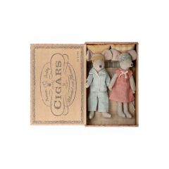 Mum and dad mice in cigarbox Maileg