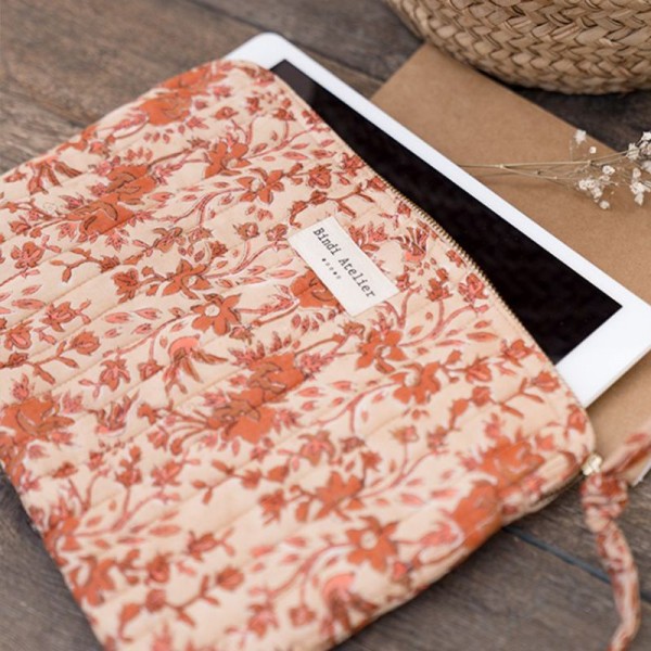 Flat pouch iPad Isha cherry cerise Bindi Atelier
