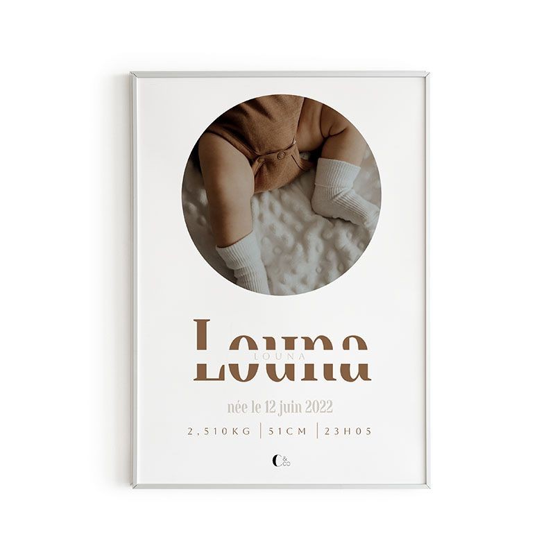 Affiche de naissance avec photographie Charlotteeandco