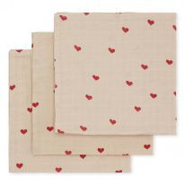 3 pack muslin cloth amour rouge Konges Slojd