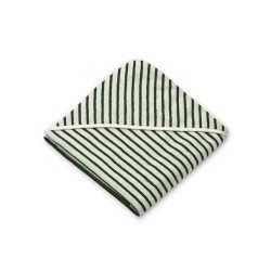 Louie hooded towel yarn dyed stripe garden green creme de la creme Liewood