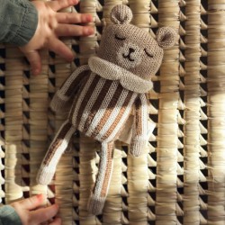 Teddy soft toy nut striped jumpsuit Main Sauvage