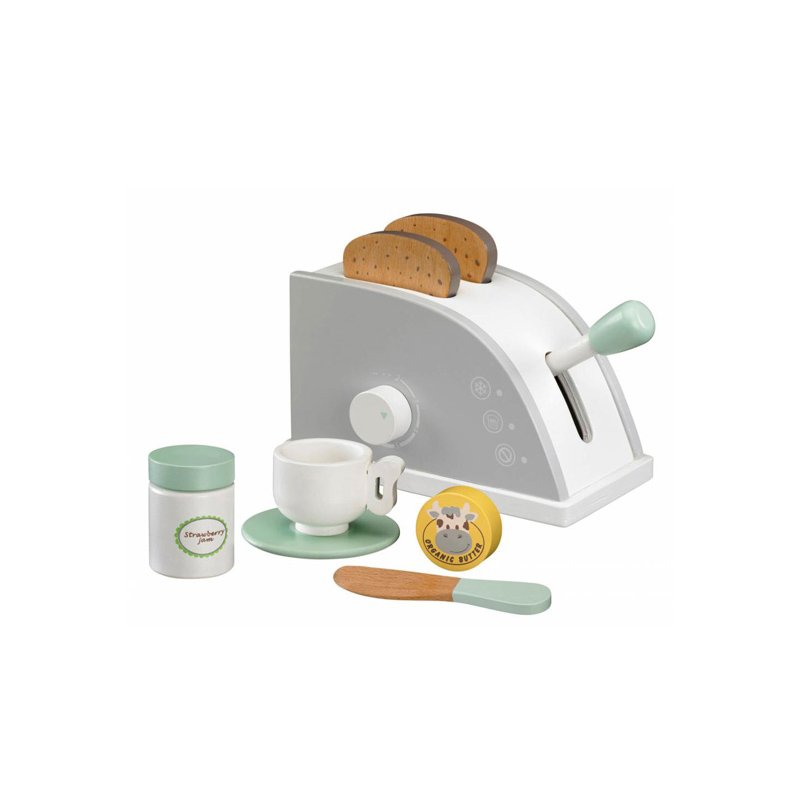 wooden kettle and toaster toy