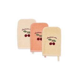 3 Pack washcloth embroidery cherry Konges Slojd