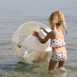 Grand ballon de plage crème transparent Konges Slojd
