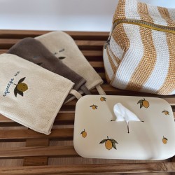 3 Pack washcloth embroidery lemon Konges Slojd