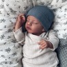 Pointelle stormy blue cotton baby hat Aiko MarMar Copenhagen