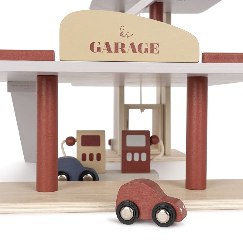 Garage en bois jouet : garage voitures- thème station essence