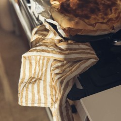 Linen kitchen towel marine stripe mustard nature Haps Nordic
