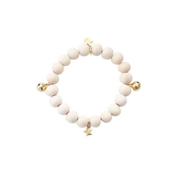 Bracelet Lili en perles de bois et détails dorés Mishone Yellow Flamingo