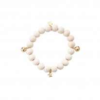 Bracelet Lili en perles de bois et détails dorés Mishone Yellow Flamingo