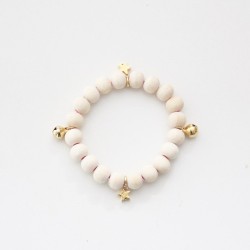 Bracelet Lili in wooden pearls and golden details Mishone Yellow Flamingo