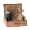 Mum and dad mice in cigarbox Maileg