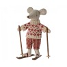 Mummy mouse and her pair of skis Maileg