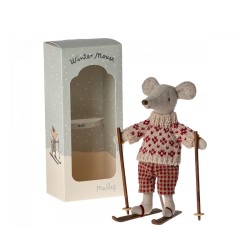 Mummy mouse and her pair of skis Maileg