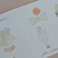 Set of 3 cards Mademoiselle Les Yeux Fripons Yellow Flamingo