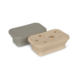 2 pack silicone foldable lunchbox lemon topanga beach Konges Slojd