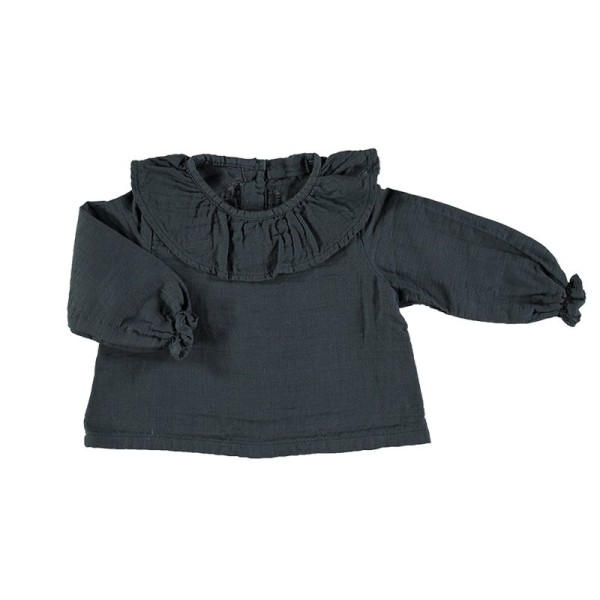 Blouse with anthracite collar