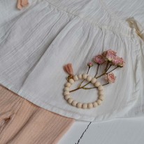 Wooden Bracelet Mishone and Pampille Pink Powdered Mishone Yellow Flamingo