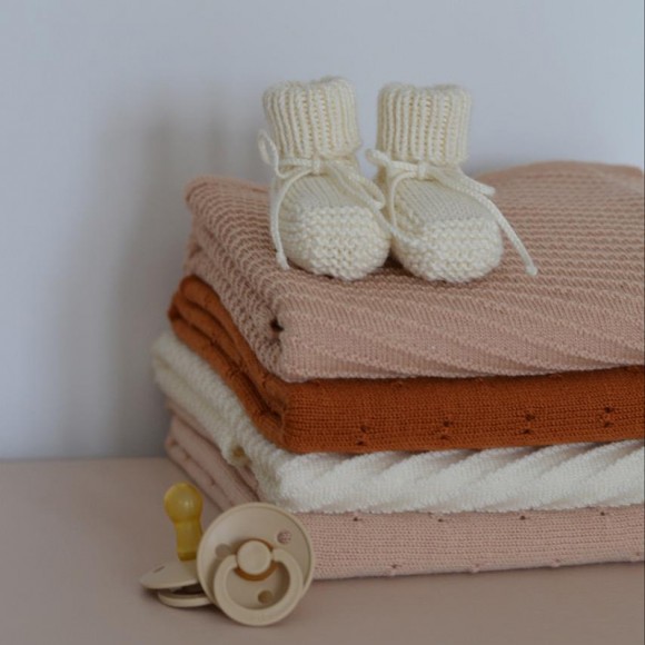 Wool Blanket Bibi Apricot Hvid