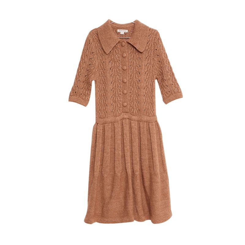 Shells knitted dress camel Woman Fish and Kids