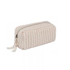 Quilted toiletry bag champagne red Colour: champagne red Outer fabric: 100% Organic Cotton  Inner lining: 100% Polyester  Size: 