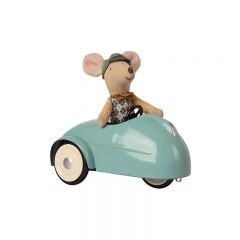 Mouse car w. garage blue Maileg