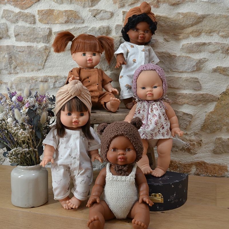 Muslin Romper Hearts on Cream Minikane Doll Clothes, Miniland Doll