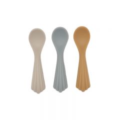 3 pack spoons silicone warm grey Konges Slojd