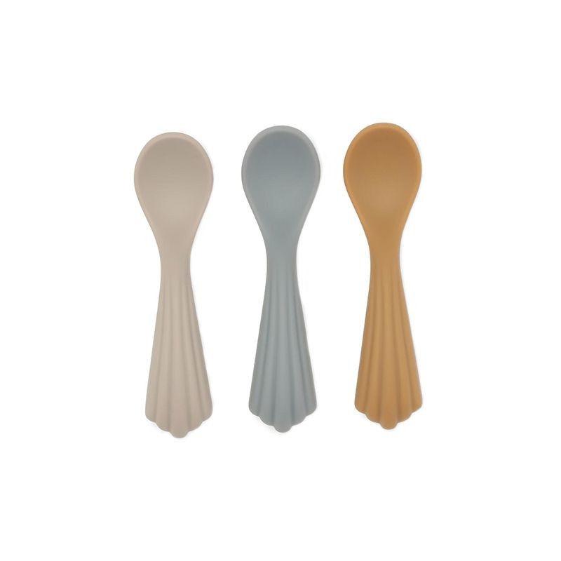 3 pack spoons silicone warm grey Konges Slojd