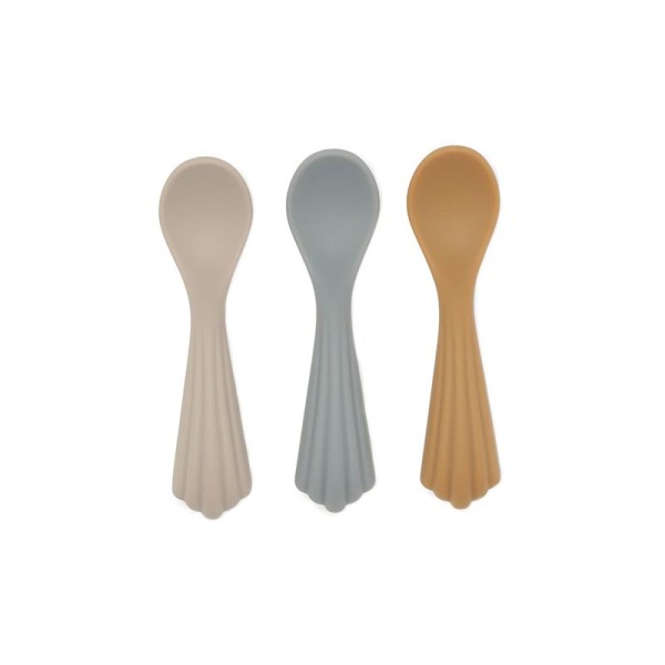 3 pack spoons silicone warm grey Konges Slojd