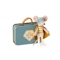 Superhero mouse in suitcase Maileg