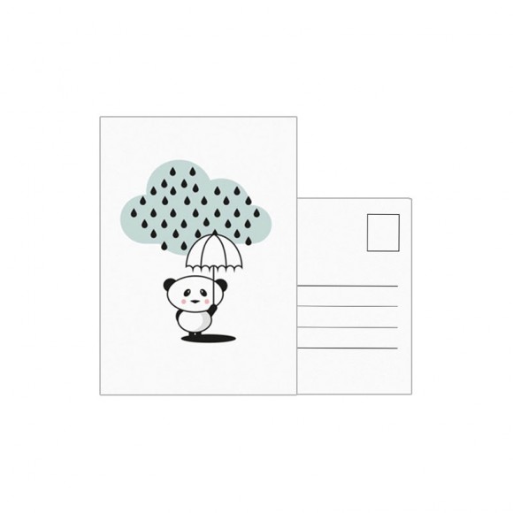 Carte postale Panda rain