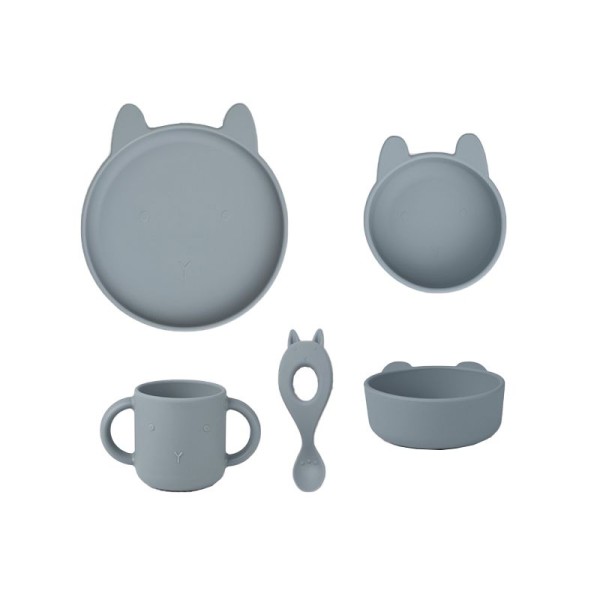 Vivi silicone tableware 4 pack rabbit sea blue Liewood