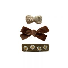 Set of taupe hair clip Gentil Coquelicot